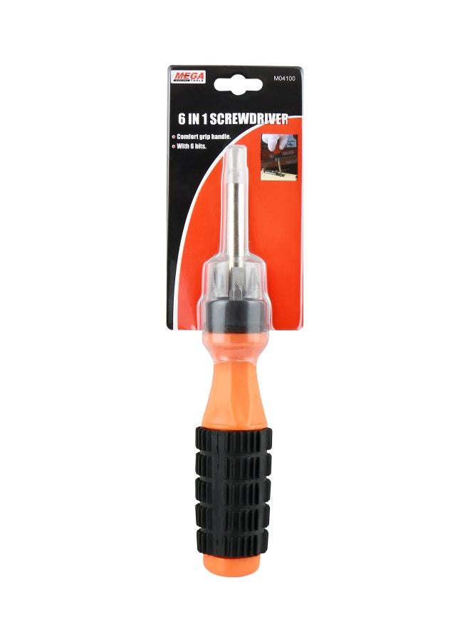 MEGA 6-In-1 Screwdriver Orange/Black/Silver 26x9x4cm - Image 2
