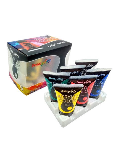 6-Piece Acrylic Tube Yellow/Red/Blue