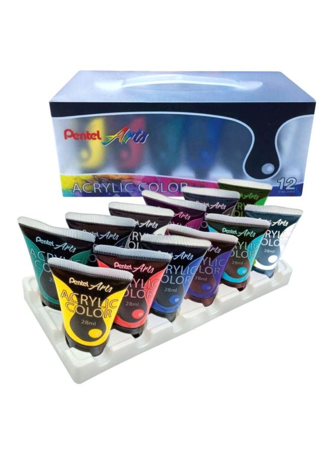 12-Piece Acrylic Tube Yellow/Red/Blue