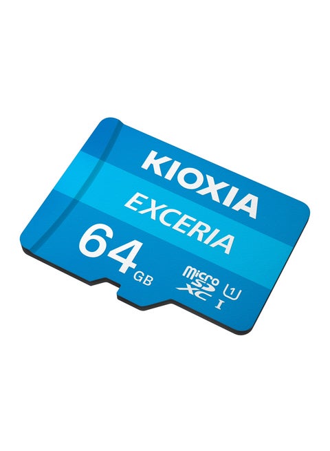 بطاقة MicroSD Exceria مع محول فئة 10 بدقة عالية كاملة وسرعة قراءة عالية 100 ميجابايت/ثانية LMEX1L064GG2 أزرق 64 GB