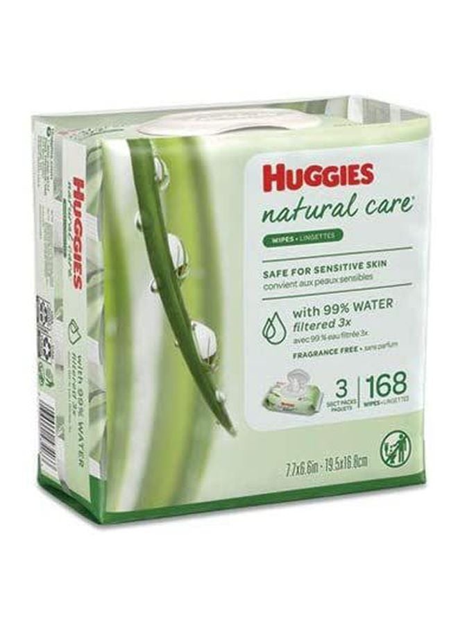 Huggies Natural Care Baby Wipes 3 Packs x 56 Wipes, 168 Count  - Image 2