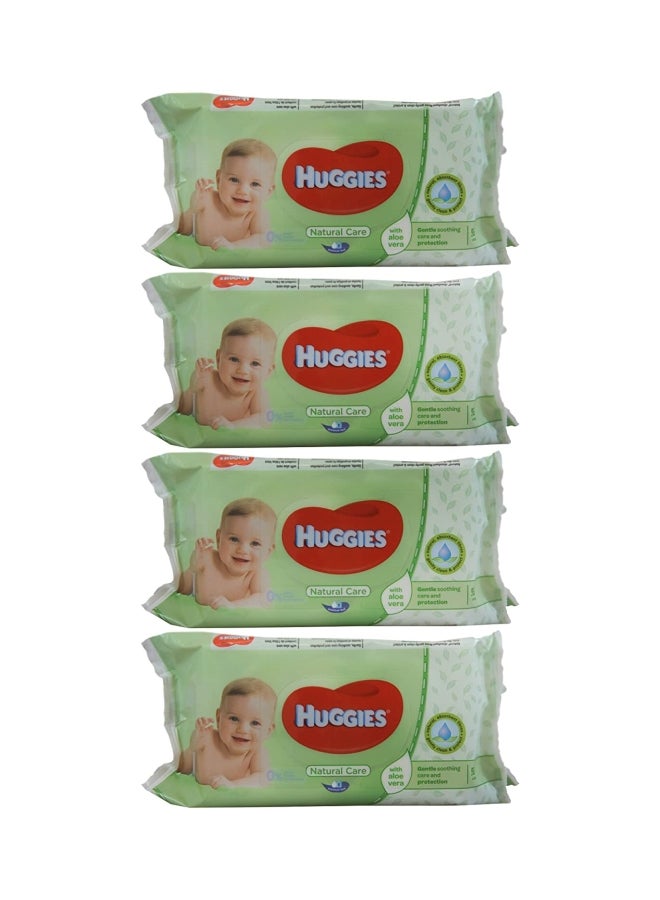 Huggies Natural Care Baby Wipes, 4 Packs x 56 Wipes, 224 Count  - Image 1