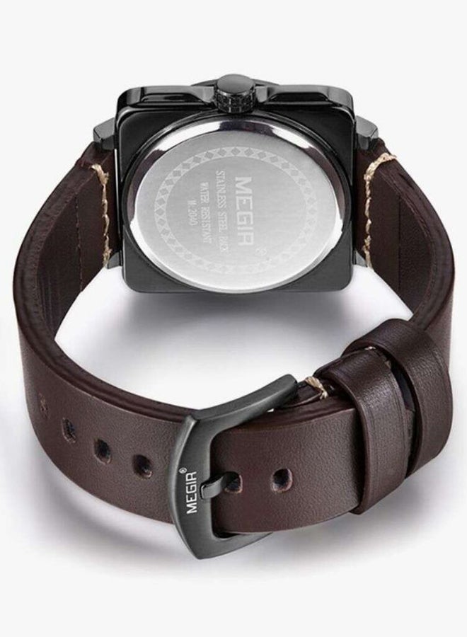 MEGIR Men's Leather Analog Watch 2040G - Image 2