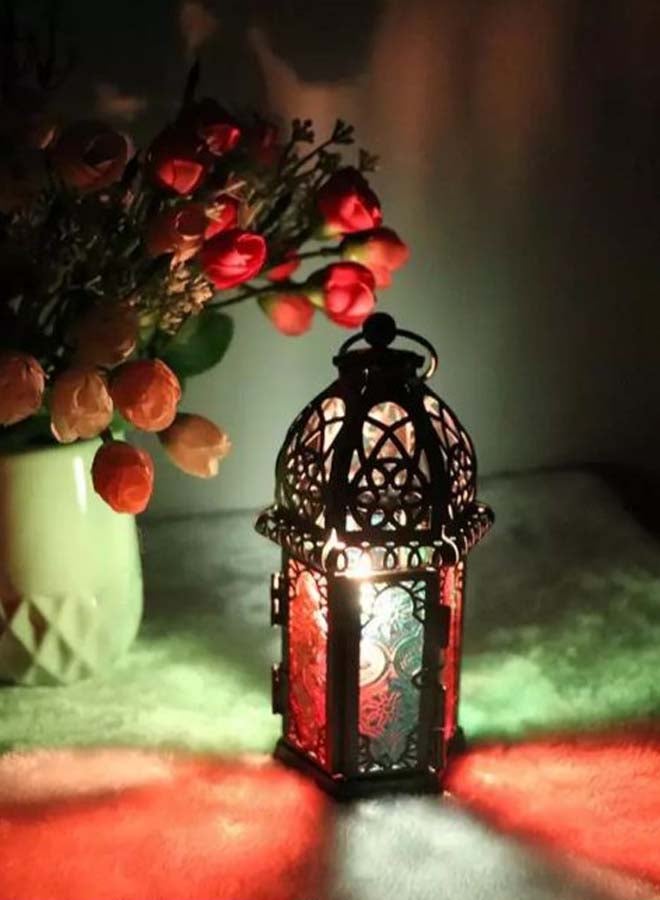 Miracle Empire Decorative Candle Holder Lantern Stand Black/Green/Red Medium  - Image 2