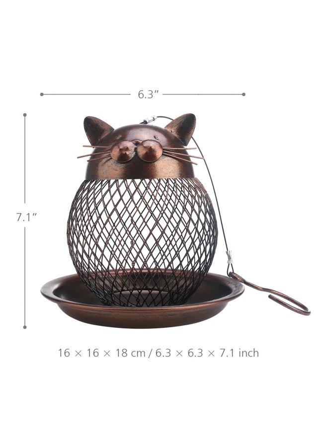 Cat Shaped Bird Feeder Brown 16x16x18cm - v1595096580/N39351083A_4