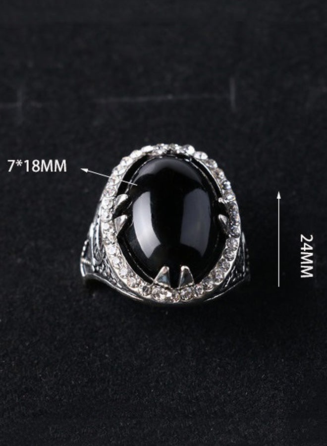 جوي شيك خاتم مطلي بالفضة ومرصع بحجر بتصميم عتيق - Image 2