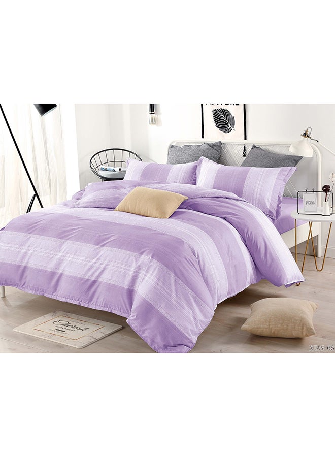 Libai 8-Piece Stripes Printed Comforter Set Fabric Purple