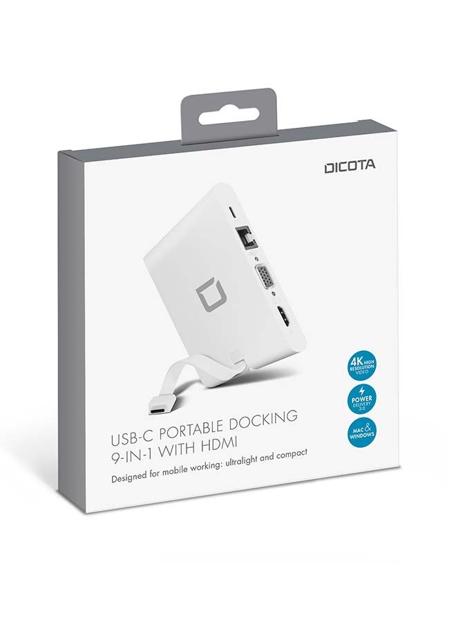 DICOTA 9-In-1 Portable Docking With HDMI USB Type-C White - Image 3