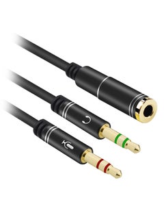 Generic Female To Male Headset And Microphone Y Splitter Cable Black/Gold  - Image 1