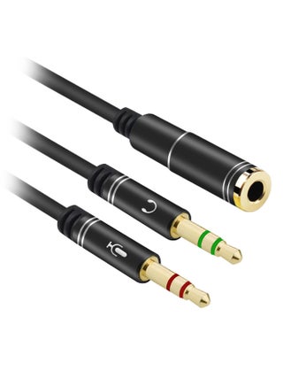 Female To Male Headset And Microphone Y Splitter Cable Black/Gold - v1595164646/N39228774A_1