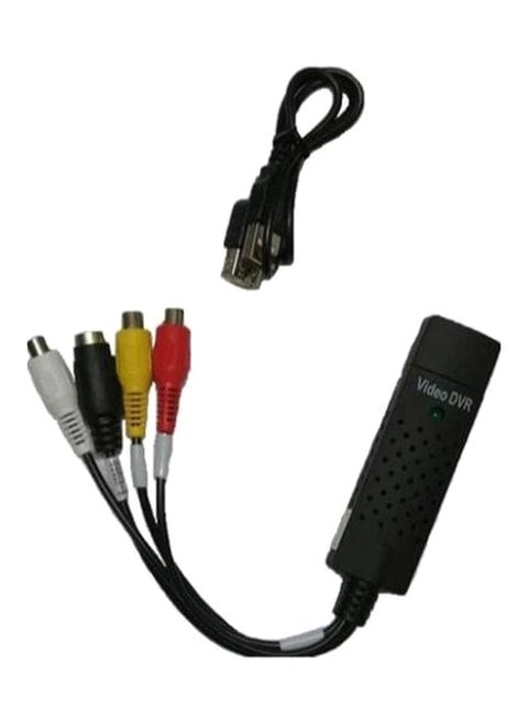 محول صوت وفيديو مع كابل USB أسود/ أصفر/ أحمر