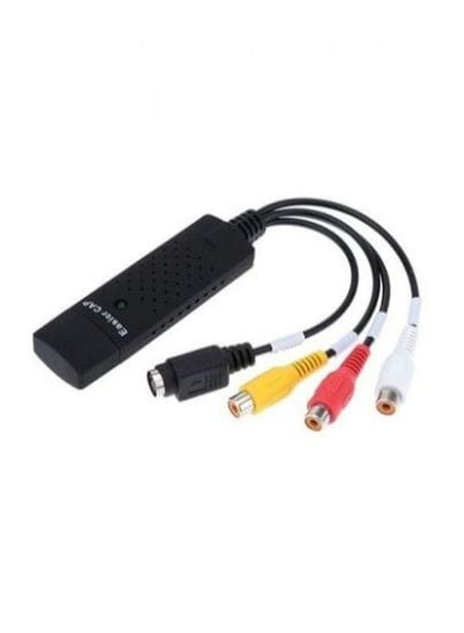 محول صوت وفيديو مع كابل USB أسود/ أصفر/ أحمر