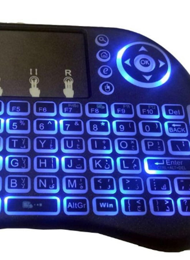 Generic Mini Dual Connection Backlight Keyboard - Arabic/English Black  - Image 4