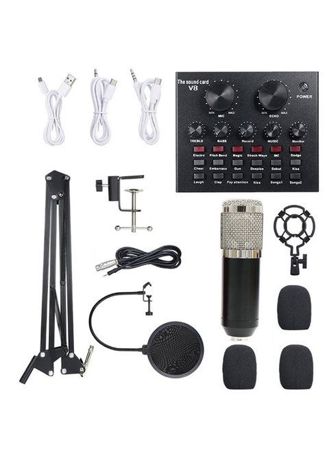 13-Piece Multi-Functional Live Sound Card Set Black/White/Silver