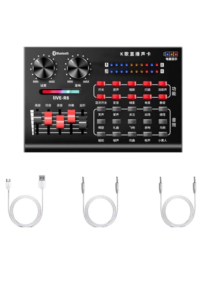 طقم بطاقات صوت مباشر R8 مكون من 4 قطع أسود/أحمر/أبيض  - Image 1