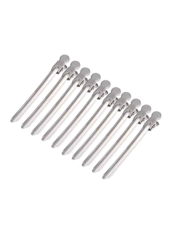 ANSELF 10-Piece Single Prong Alligator Hair Clip Set Silver 10.5cm