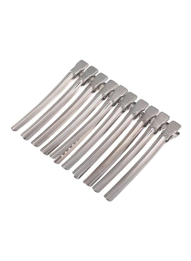 ANSELF 10-Piece Single Prong Alligator Hair Clip Set Silver 10.5cm - Image 1