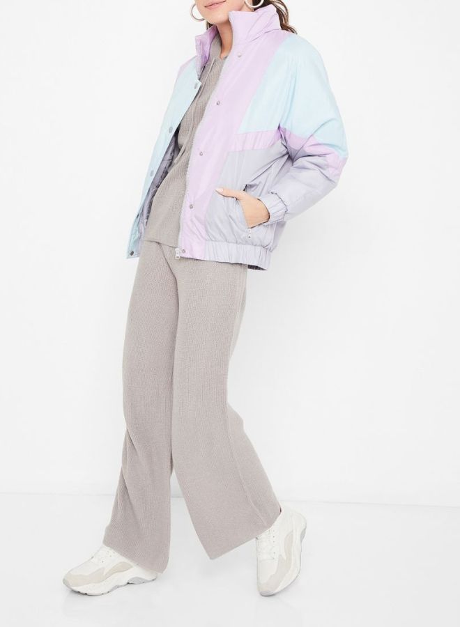 BRAVE SOUL - Cascade Contrast Puffer Jacket Blue - Image 1