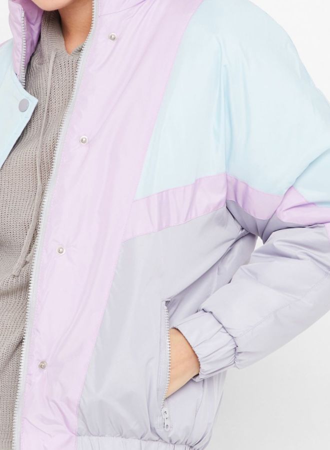 BRAVE SOUL - Cascade Contrast Puffer Jacket Blue - Image 1