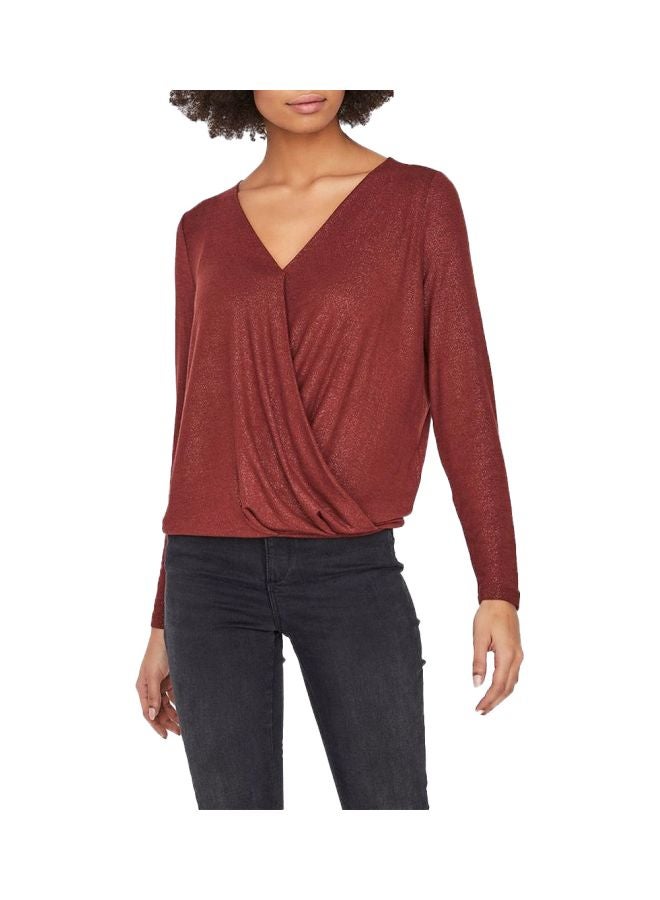 VERO MODA - Shimmery Knit Long Sleeve Top Brown - Image 1