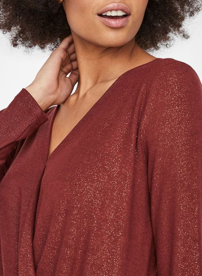 VERO MODA - Shimmery Knit Long Sleeve Top Brown - Image 1