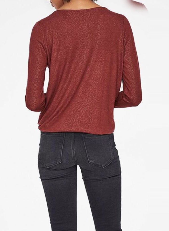 VERO MODA - Shimmery Knit Long Sleeve Top Brown - Image 1