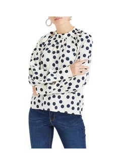 Polka Dot Printed Top Off-White