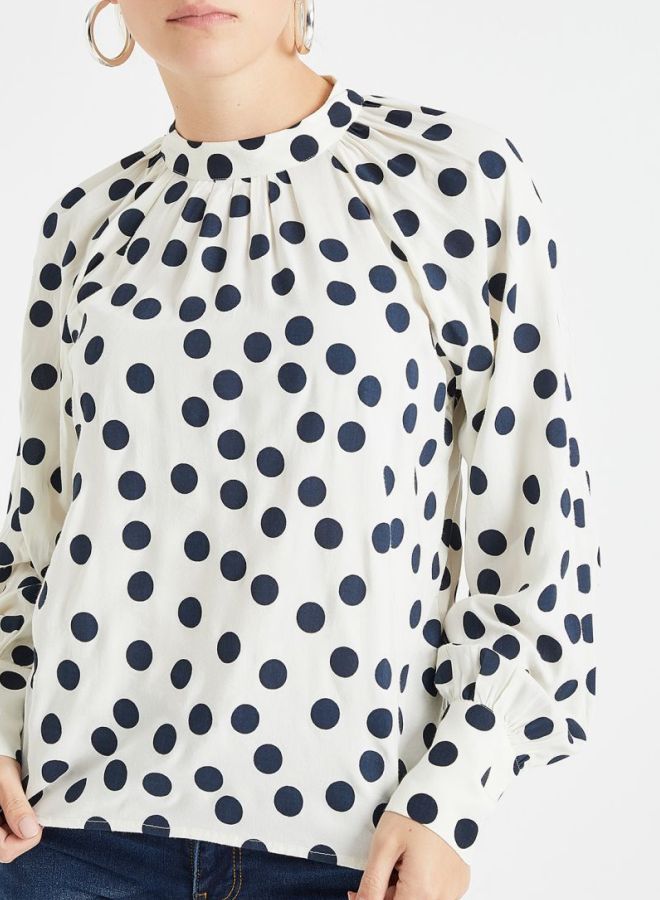 VERO MODA - Polka Dot Printed Top Off-White - Image 1