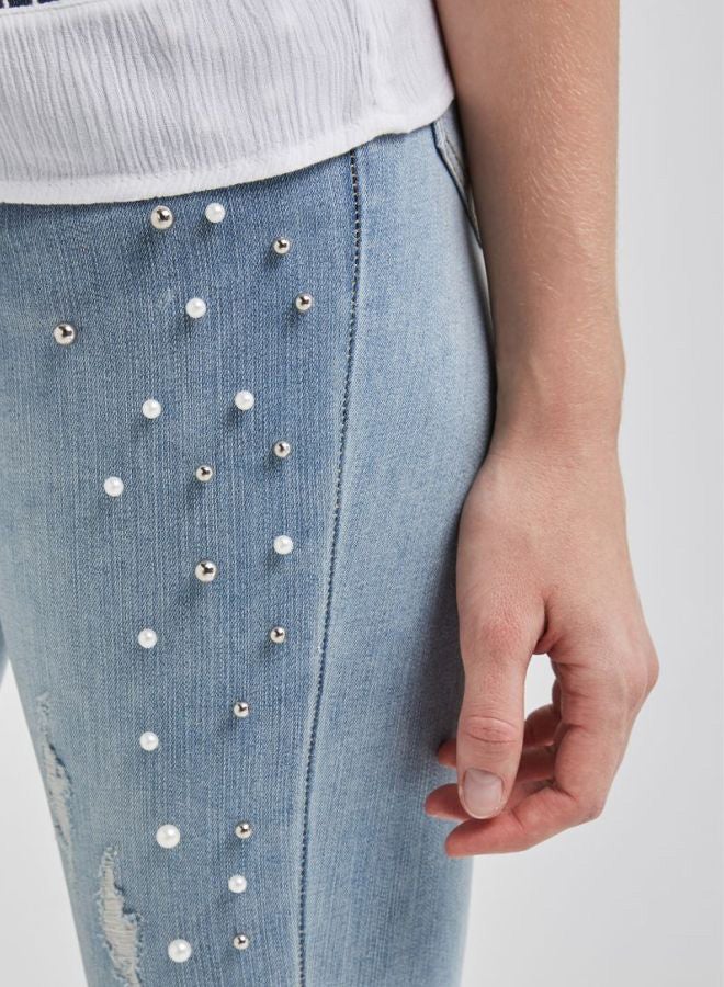 BRAVE SOUL - Jewel Embellished Jeans Light Blue - Image 1