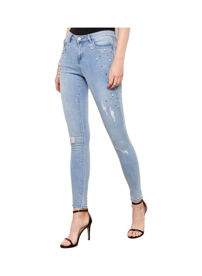 BRAVE SOUL - Jewel Embellished Jeans Light Blue - Image 1