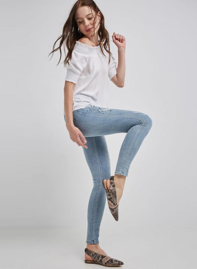 BRAVE SOUL - Jewel Embellished Jeans Light Blue - Image 1