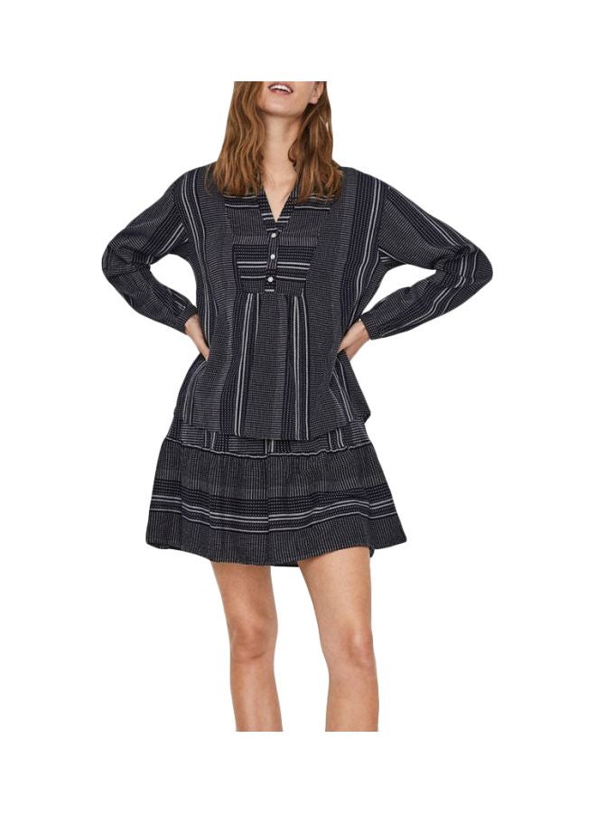 VERO MODA - Striped Long Sleeves Top Navy/White - Image 1