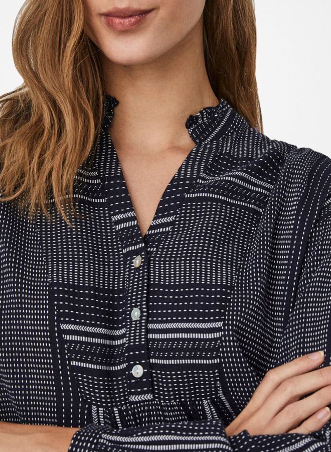VERO MODA - Striped Long Sleeves Top Navy/White - Image 1