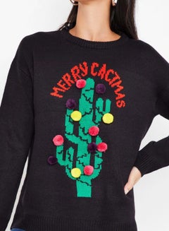 BRAVE SOUL Pom Pom Sweater Black Multi  - Image 4