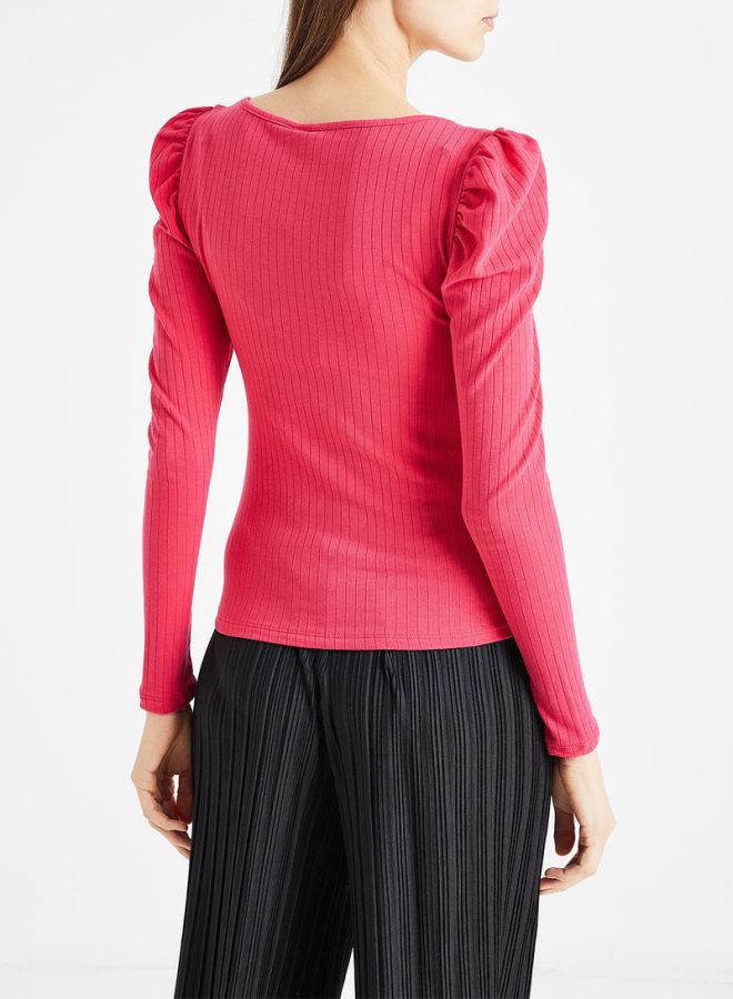 VERO MODA - Square Neck Ribbed Top Pink - Image 1