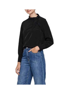 VERO MODA Side Neck Tie Top Black  - Image 1