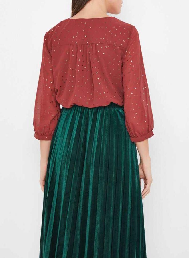 VERO MODA - Metallic Polka Dot Blouse Brown - Image 1