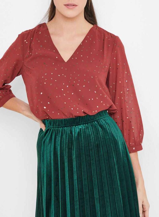 VERO MODA - Metallic Polka Dot Blouse Brown - Image 1