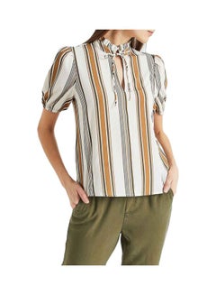 Vertical Striped Top White/Brown