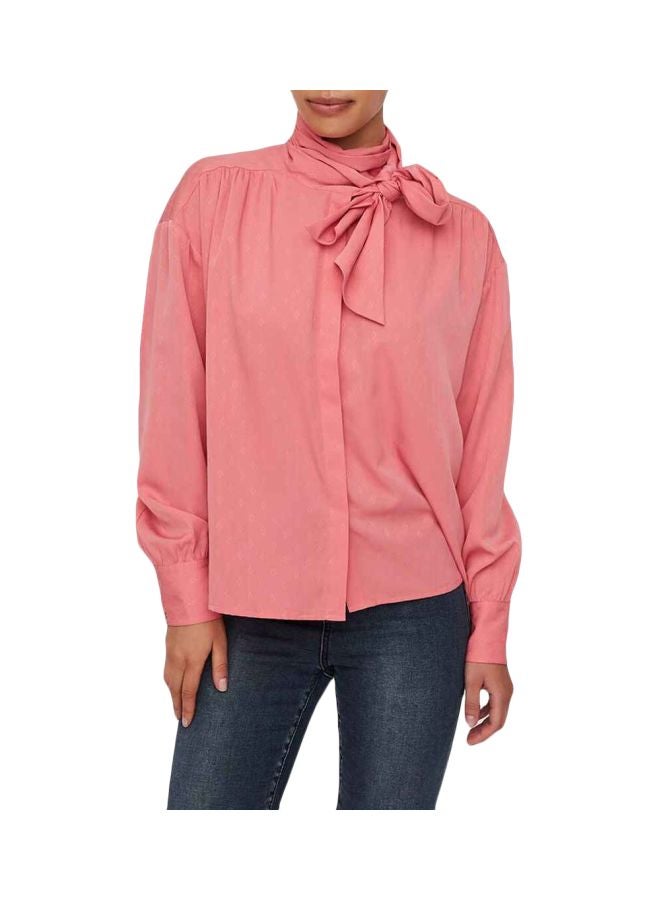 فيرو مودا توب بربطة ياقة وأزرار وردي - Image 1