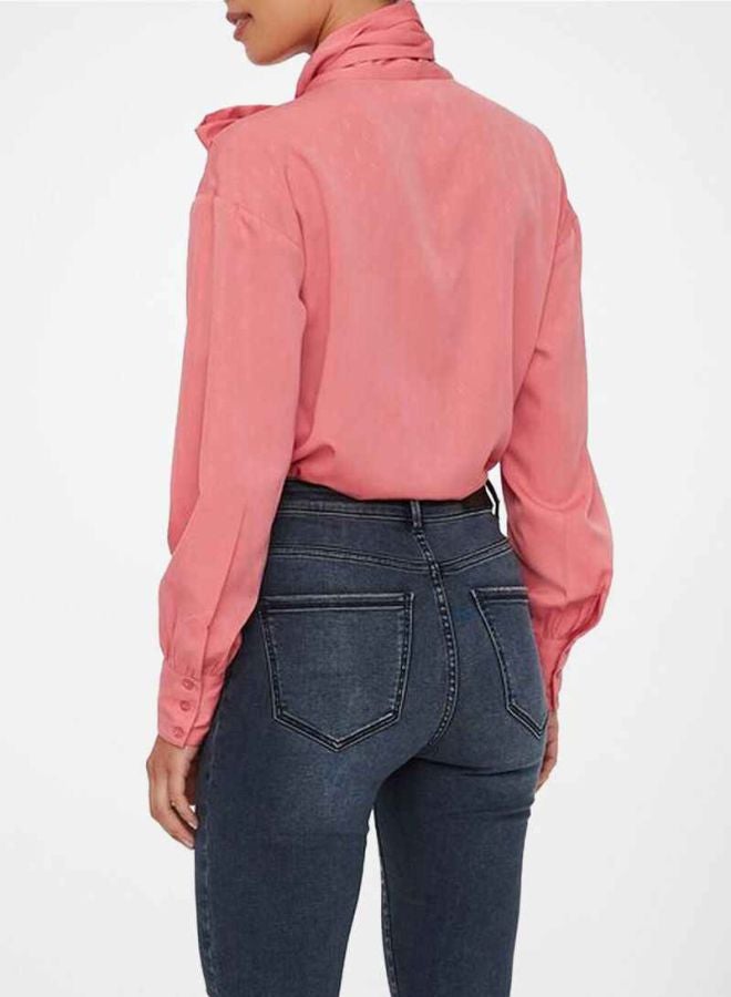 فيرو مودا توب بربطة ياقة وأزرار وردي - Image 2