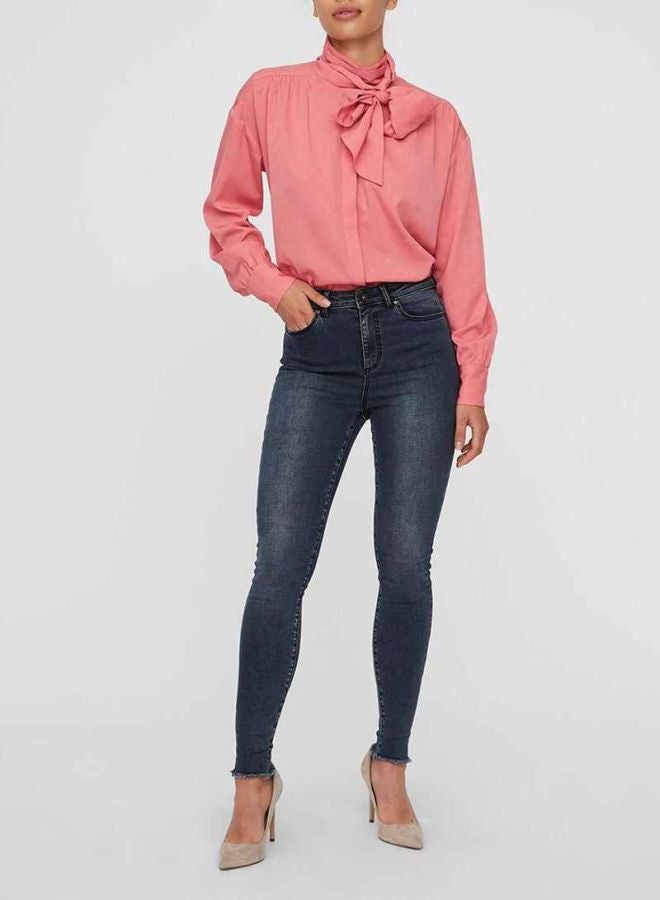 فيرو مودا توب بربطة ياقة وأزرار وردي - Image 3