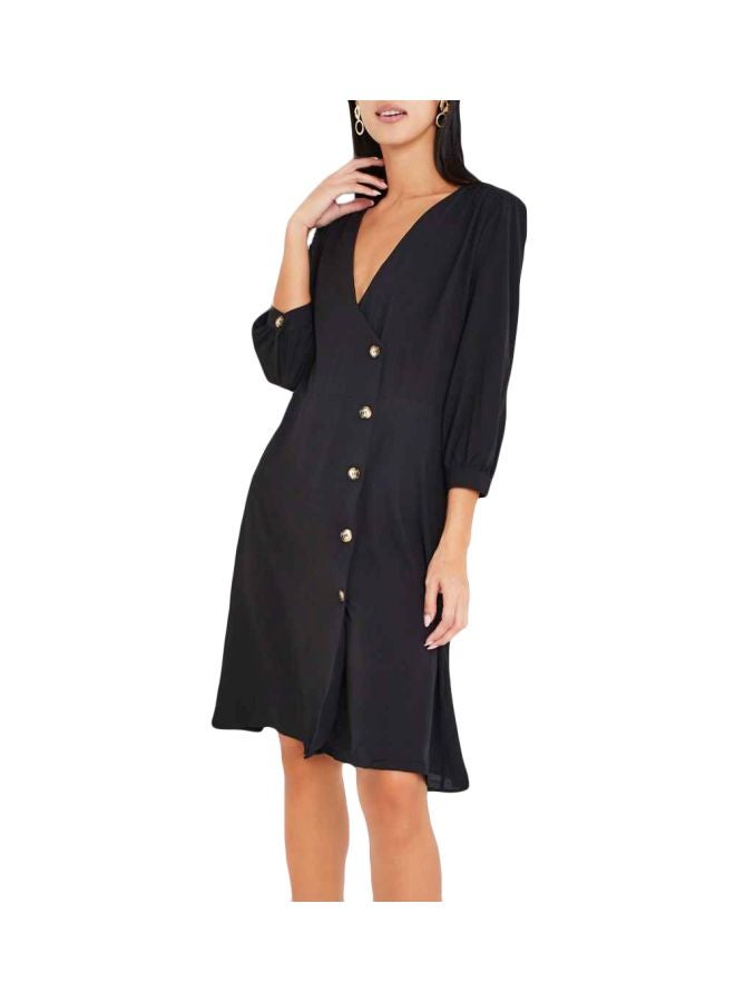 BRAVE SOUL - Plunge Neck Dress Black - Image 1