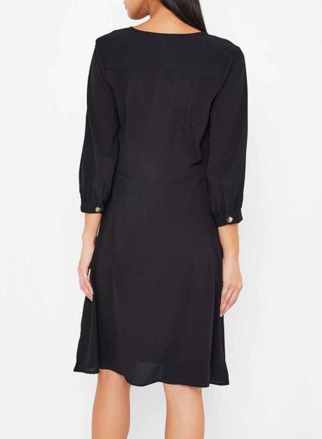 BRAVE SOUL - Plunge Neck Dress Black - Image 1