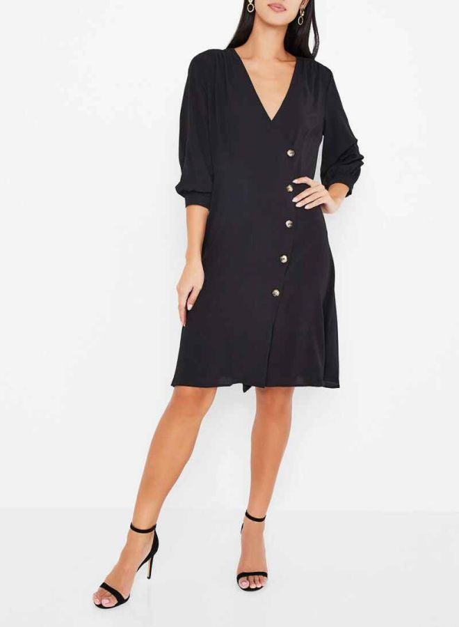 BRAVE SOUL - Plunge Neck Dress Black - Image 1
