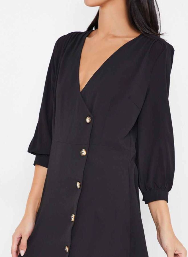BRAVE SOUL - Plunge Neck Dress Black - Image 1