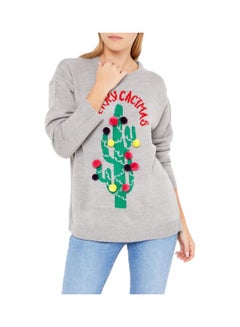 BRAVE SOUL Pom Pom Sweater Grey Multi  - Image 1