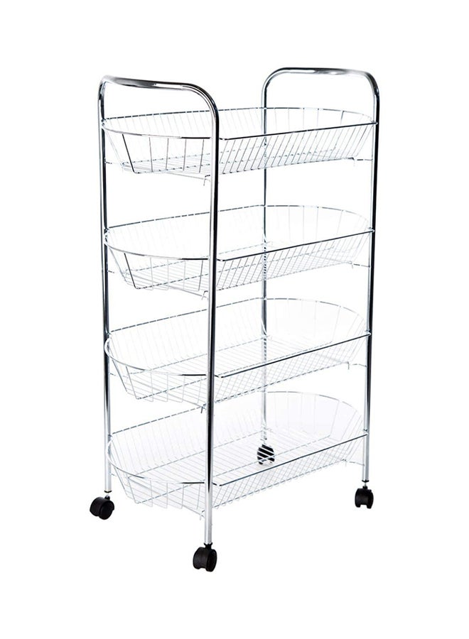 Feelings 4-Tier Fruit And Vegetable Storage Trolley Cart Silver/Black 95x48x26cm  - Image 3
