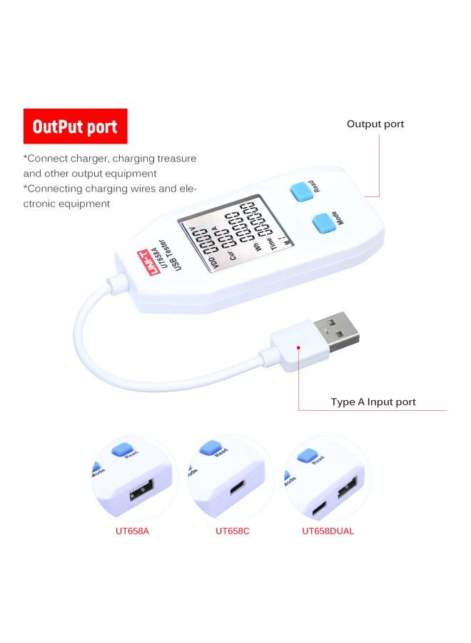 يوني تي جهاز اختبار طاقة رقمي بمنفذ USB أبيض 13Ø³Ù†ØªÙŠÙ…ØªØ±  - Image 4