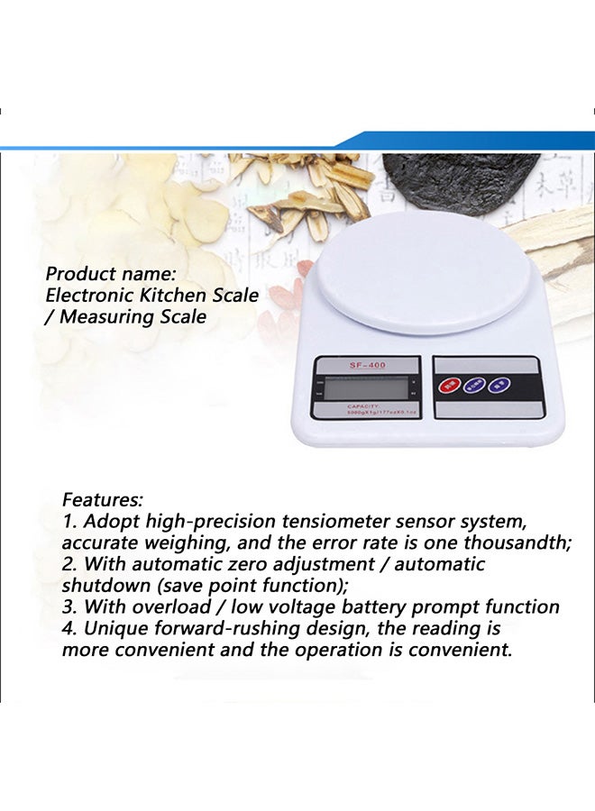 Generic High Precision Kitchen Electronic Scale White 24x16.5x3.5cm  - Image 2
